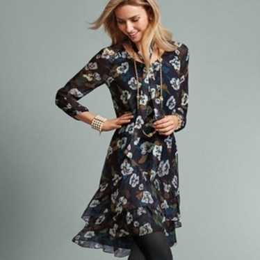 CAbi Pirouette Floating Flowers Dress in Blue Medi