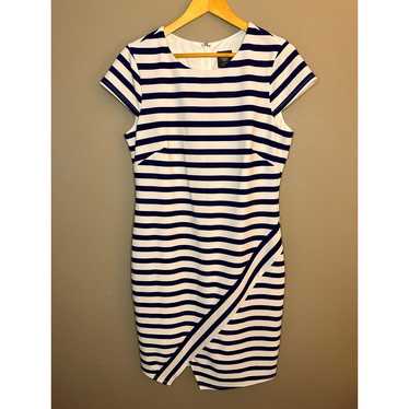 Vince Camuto Fitted Striped Blue and White Dress S