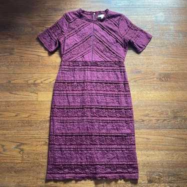 Bella Ella Maroon Lace Fitted Dress