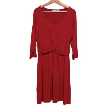 Boden Emma Tunic Jersey Knit Dress Midi Red 16 Lon