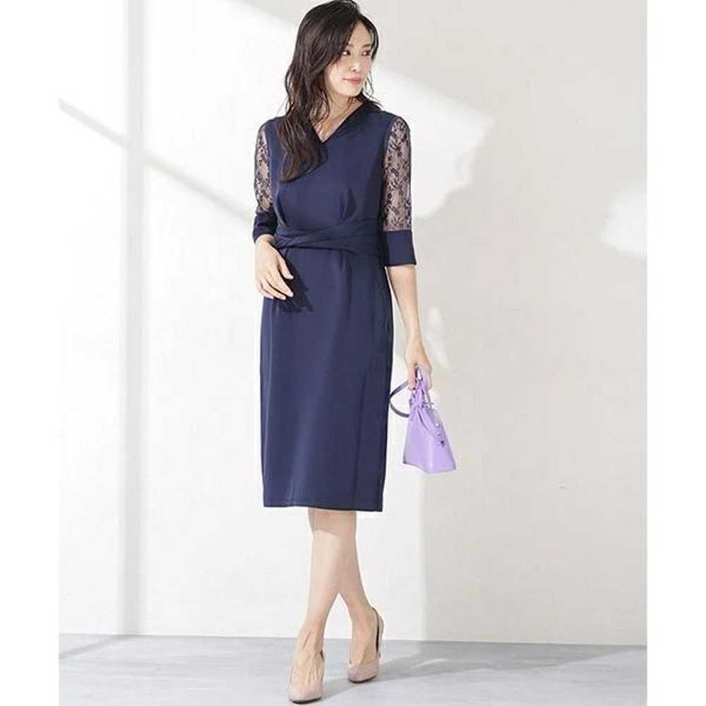 nano univers Aperi Lace Sleeve Dress Navy - image 1