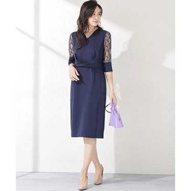 nano univers Aperi Lace Sleeve Dress Navy - image 1