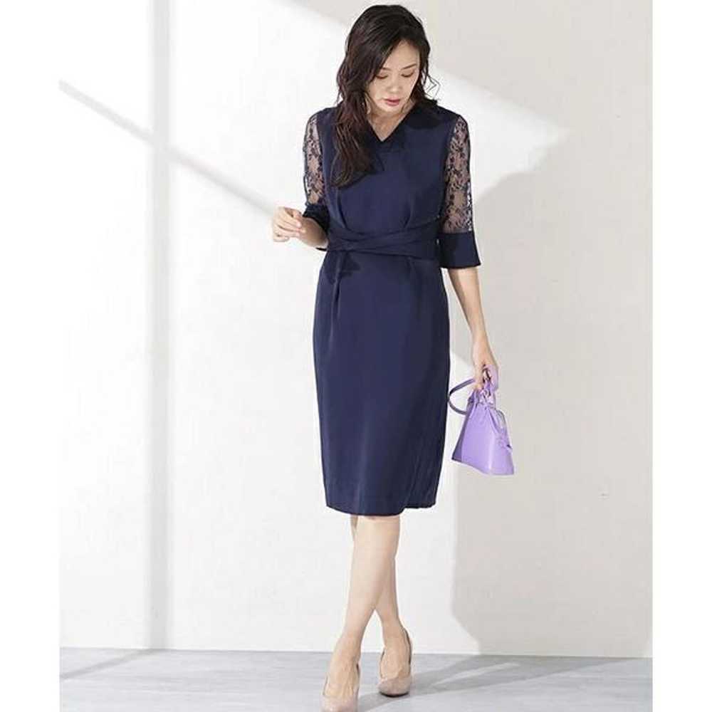 nano univers Aperi Lace Sleeve Dress Navy - image 2