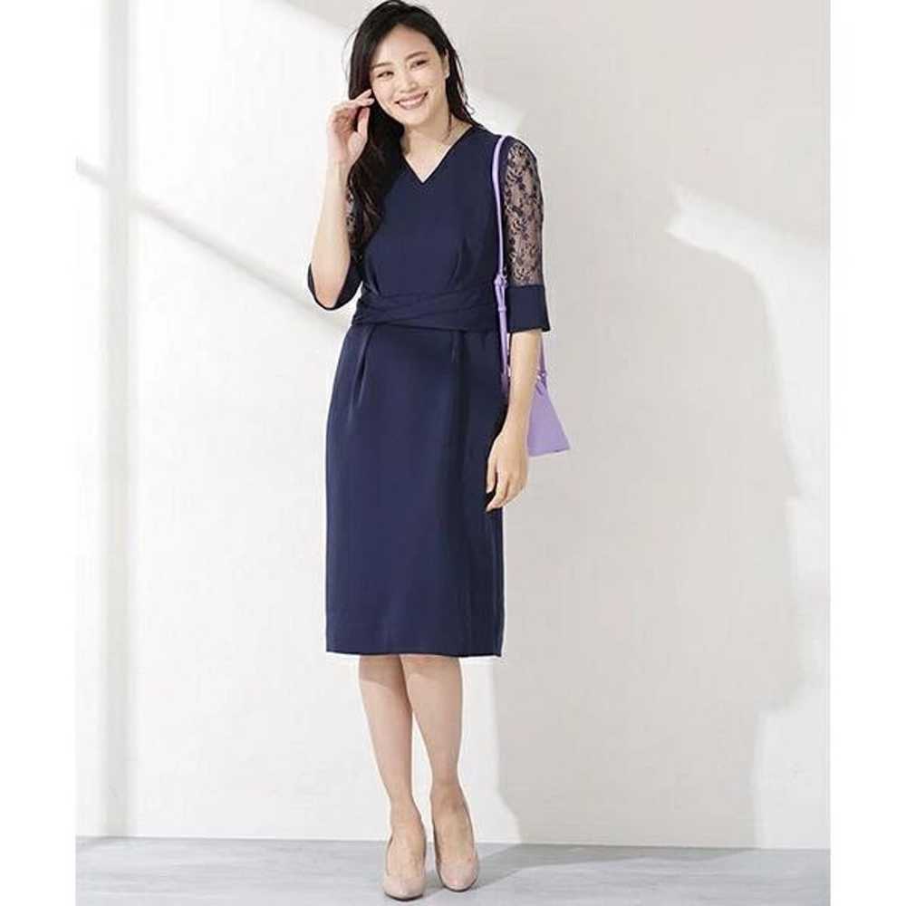 nano univers Aperi Lace Sleeve Dress Navy - image 3