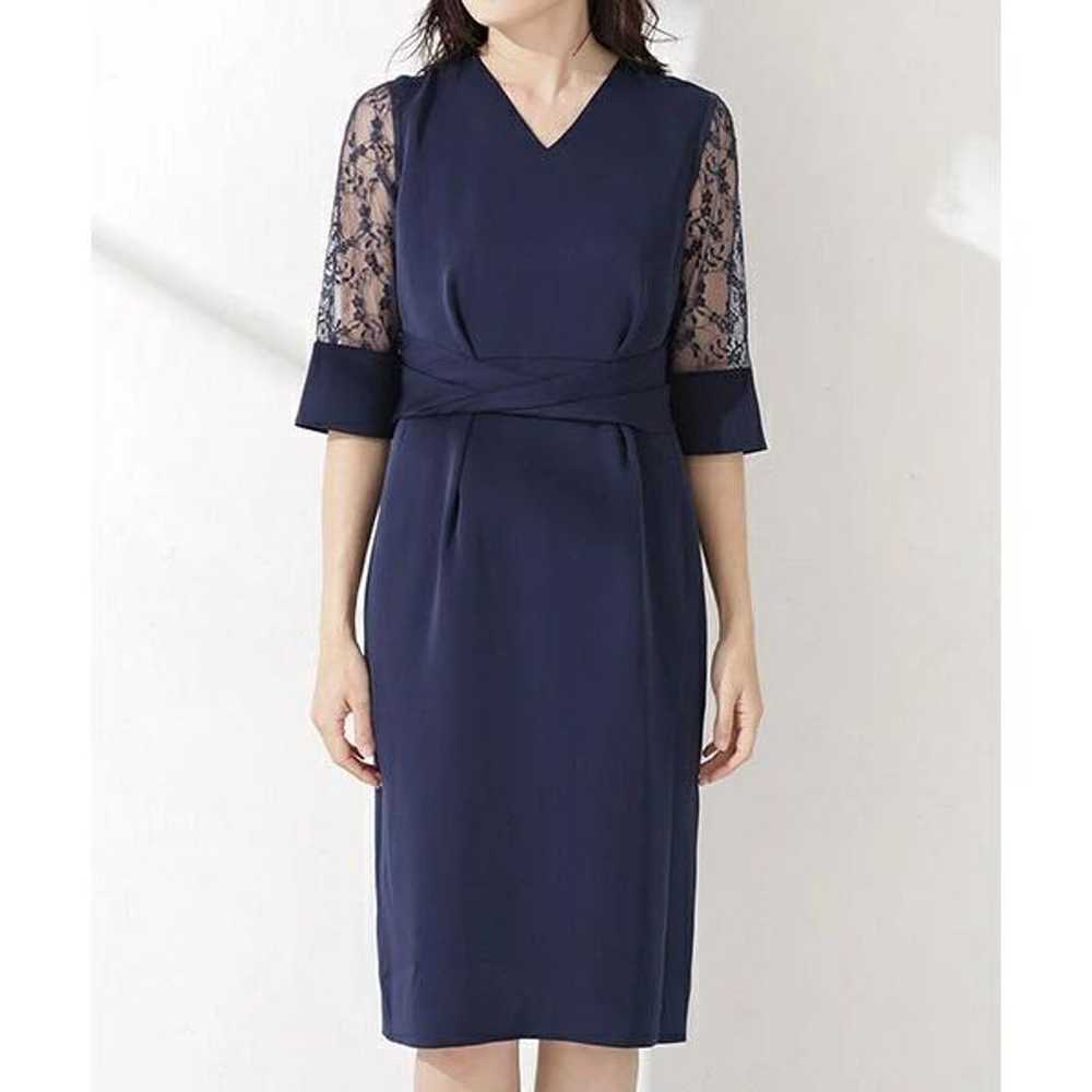 nano univers Aperi Lace Sleeve Dress Navy - image 4