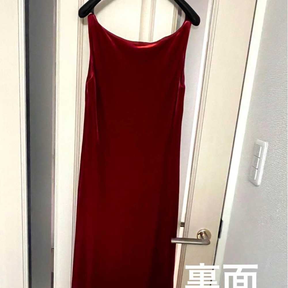 Burgundy Velvet Long Dress - image 3