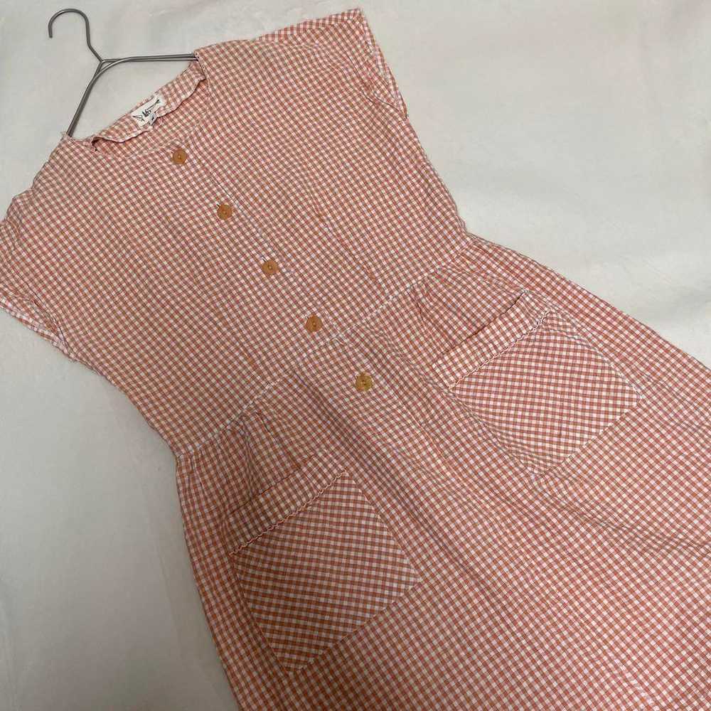 Pink and white check sleeveless dress - image 7