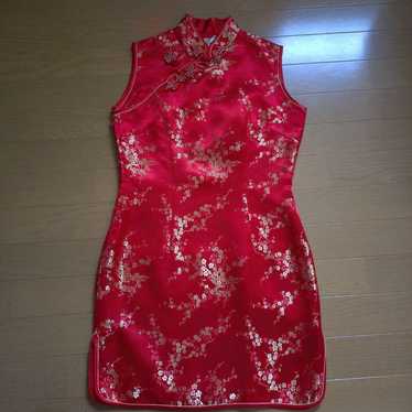 Chinese dress size 34, red, sleeveless - image 1