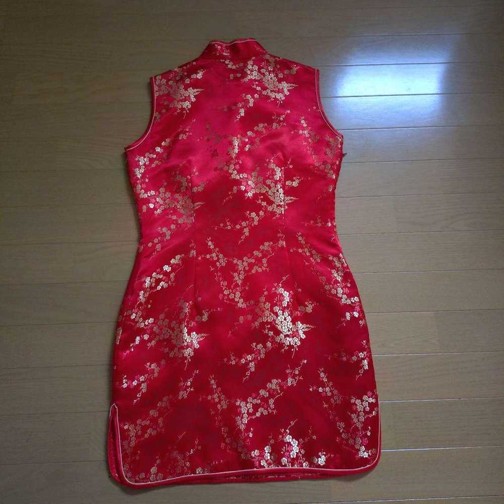 Chinese dress size 34, red, sleeveless - image 3