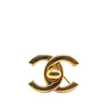 Chanel Chanel Coco Mark Turnlock Brooch Gold Plat… - image 1