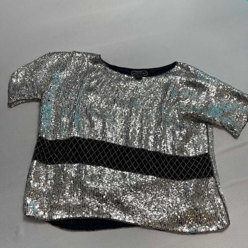 Jean For Joseph Le Bon Pure Silk Silver Sequin Vi… - image 1