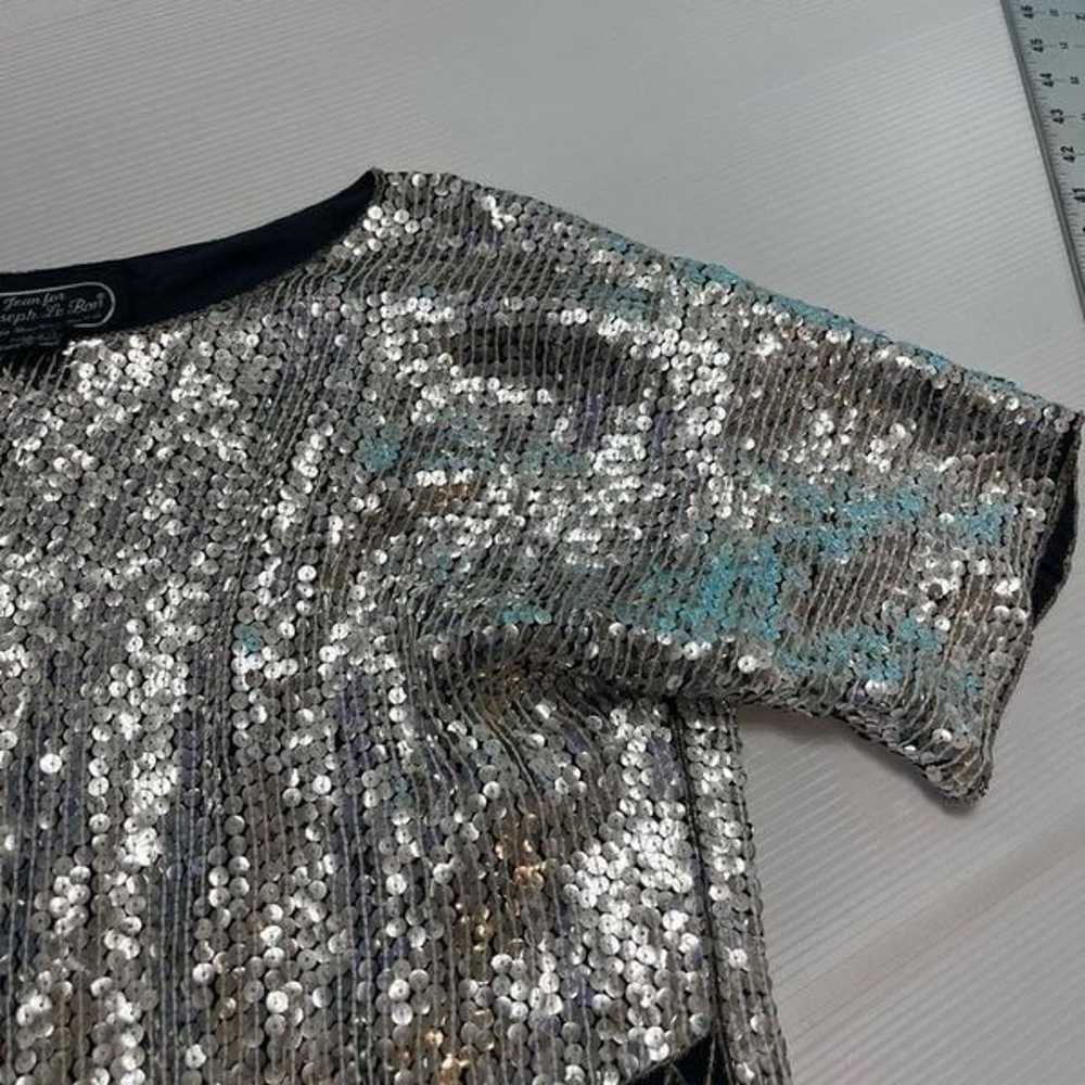 Jean For Joseph Le Bon Pure Silk Silver Sequin Vi… - image 2