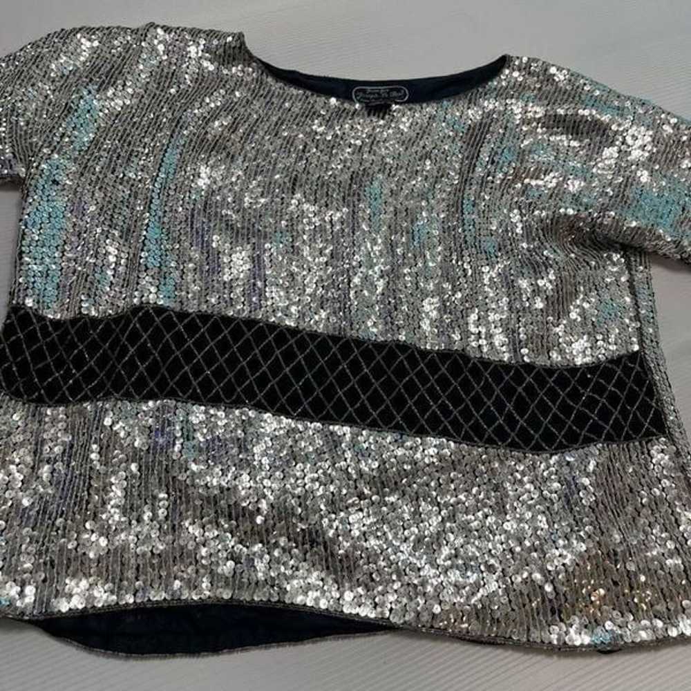 Jean For Joseph Le Bon Pure Silk Silver Sequin Vi… - image 6