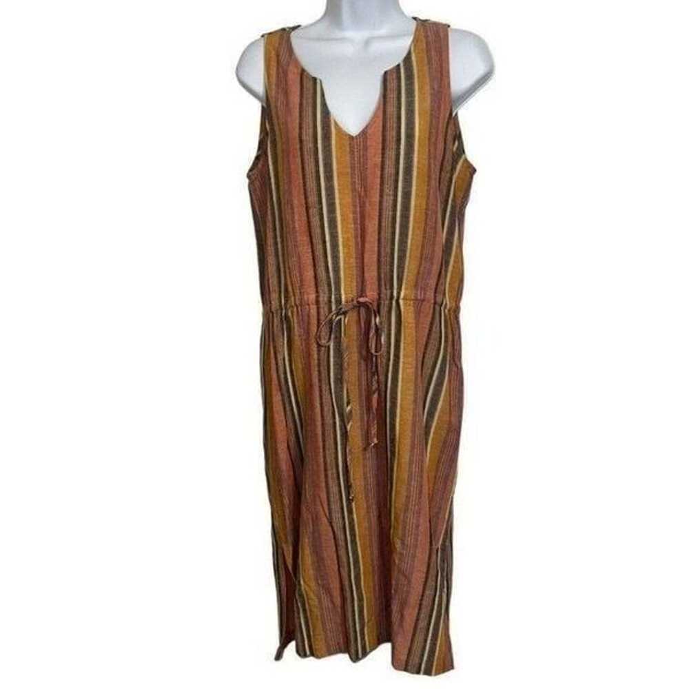 ANTHROPOLOGIE DREW Linen Blend  Striped Cinched W… - image 1