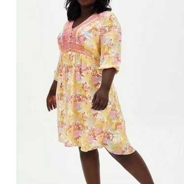 Torrid Peach Floral Gauze Hi-Lo Dress