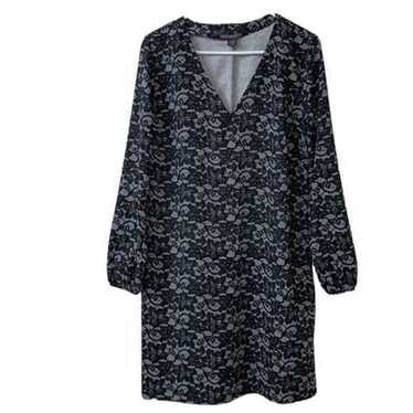 Covington Printed Long-sleeve Black & Gray Dress(S