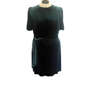 MAGGY LONDON Velvet Puff Sleeve Dress Sz 18W Dark… - image 1