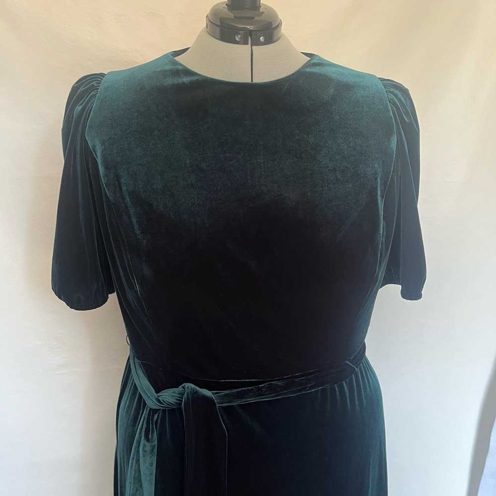 MAGGY LONDON Velvet Puff Sleeve Dress Sz 18W Dark… - image 2