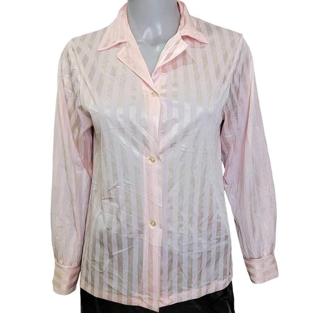 Sears Vintage 70s Nylon Blouse Women Medium 8 10 … - image 2