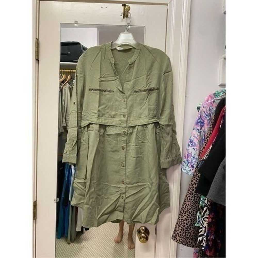 Zara Women's Army Green Tencel Denim Dress Size S… - image 2