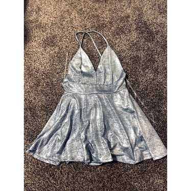 Forever 21 Metallic Silver Romper Medium Fit & fla