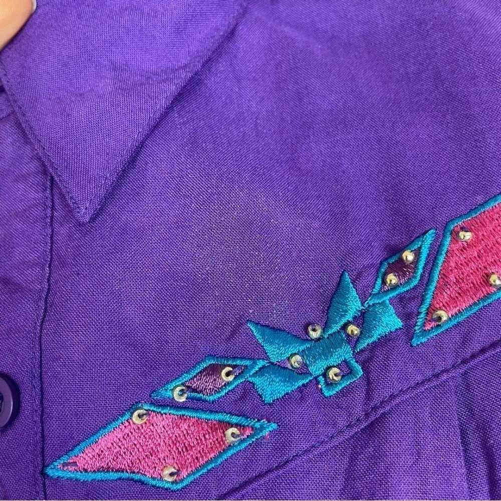 Vintage Wranglers Top Western Embroidery Purple M… - image 11