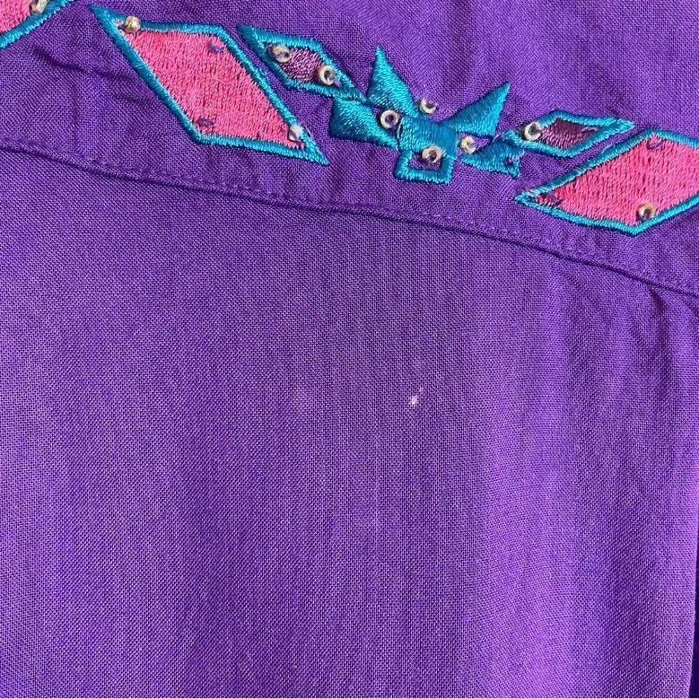 Vintage Wranglers Top Western Embroidery Purple M… - image 12