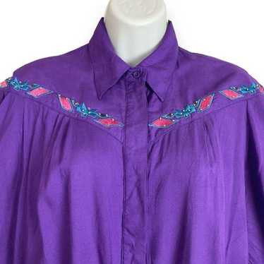 Vintage Wranglers Top Western Embroidery Purple M… - image 1