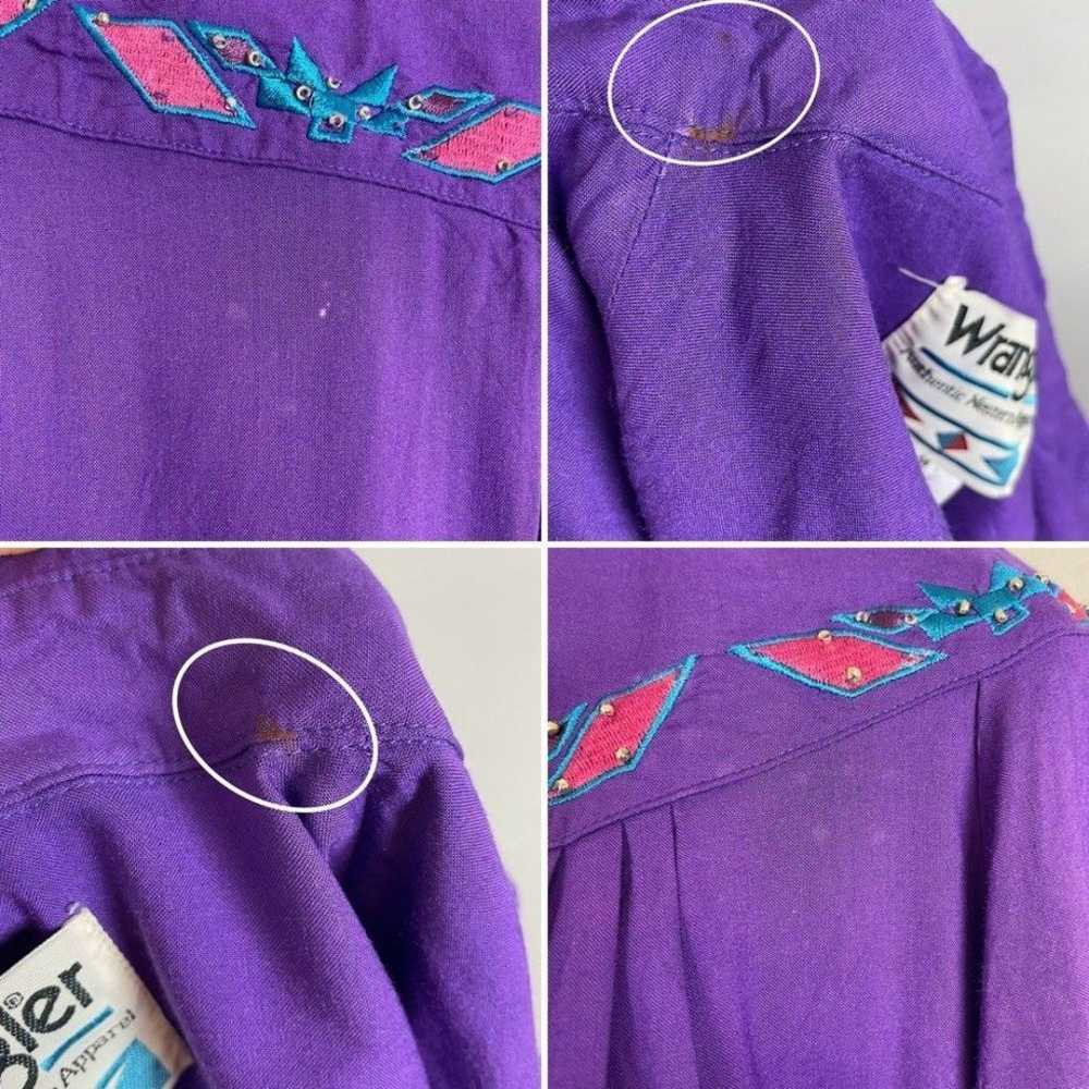 Vintage Wranglers Top Western Embroidery Purple M… - image 5