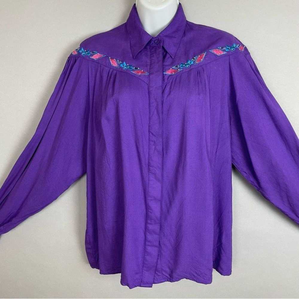 Vintage Wranglers Top Western Embroidery Purple M… - image 7