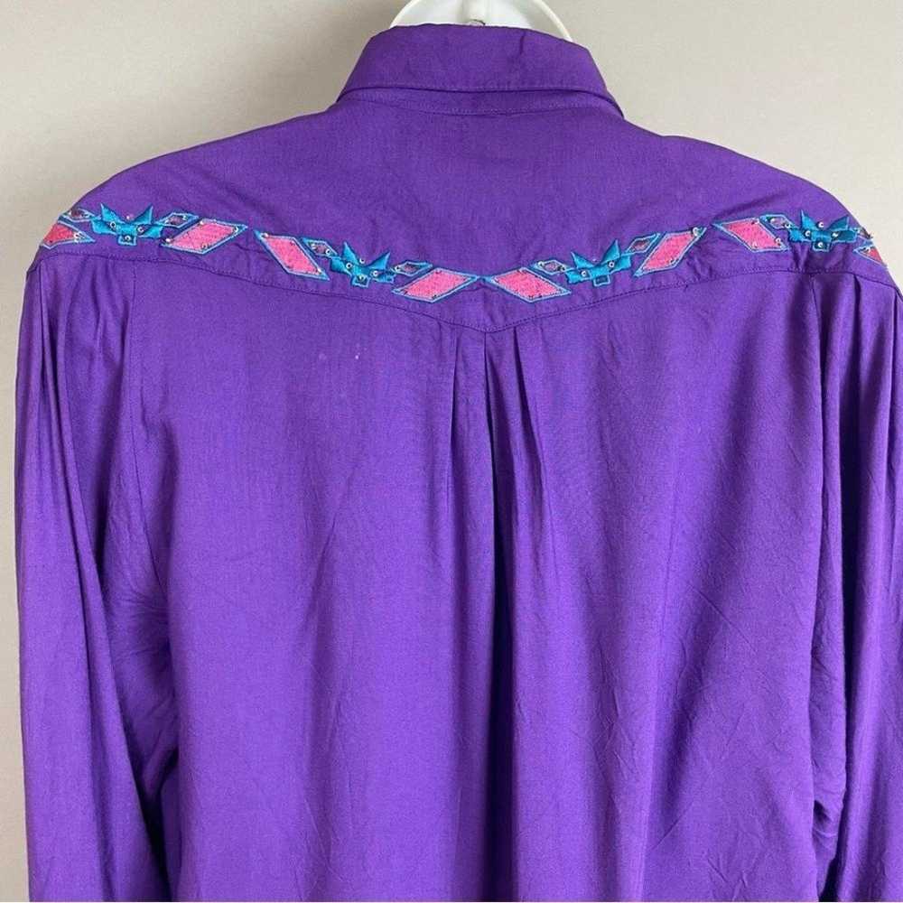 Vintage Wranglers Top Western Embroidery Purple M… - image 9