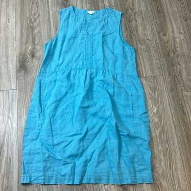 J. Jill 100% linen blue dress with pockets