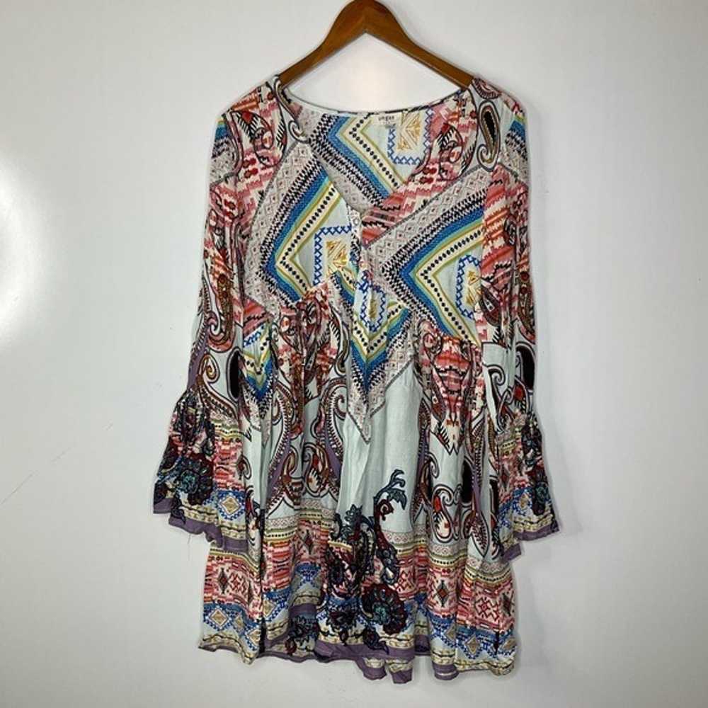 Umgee Boho Long Sleeve Mini Dress Size Large - image 1