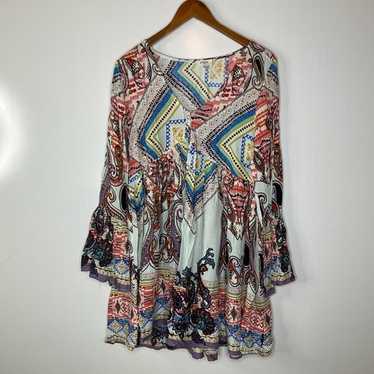 Umgee Boho Long Sleeve Mini Dress Size Large - image 1