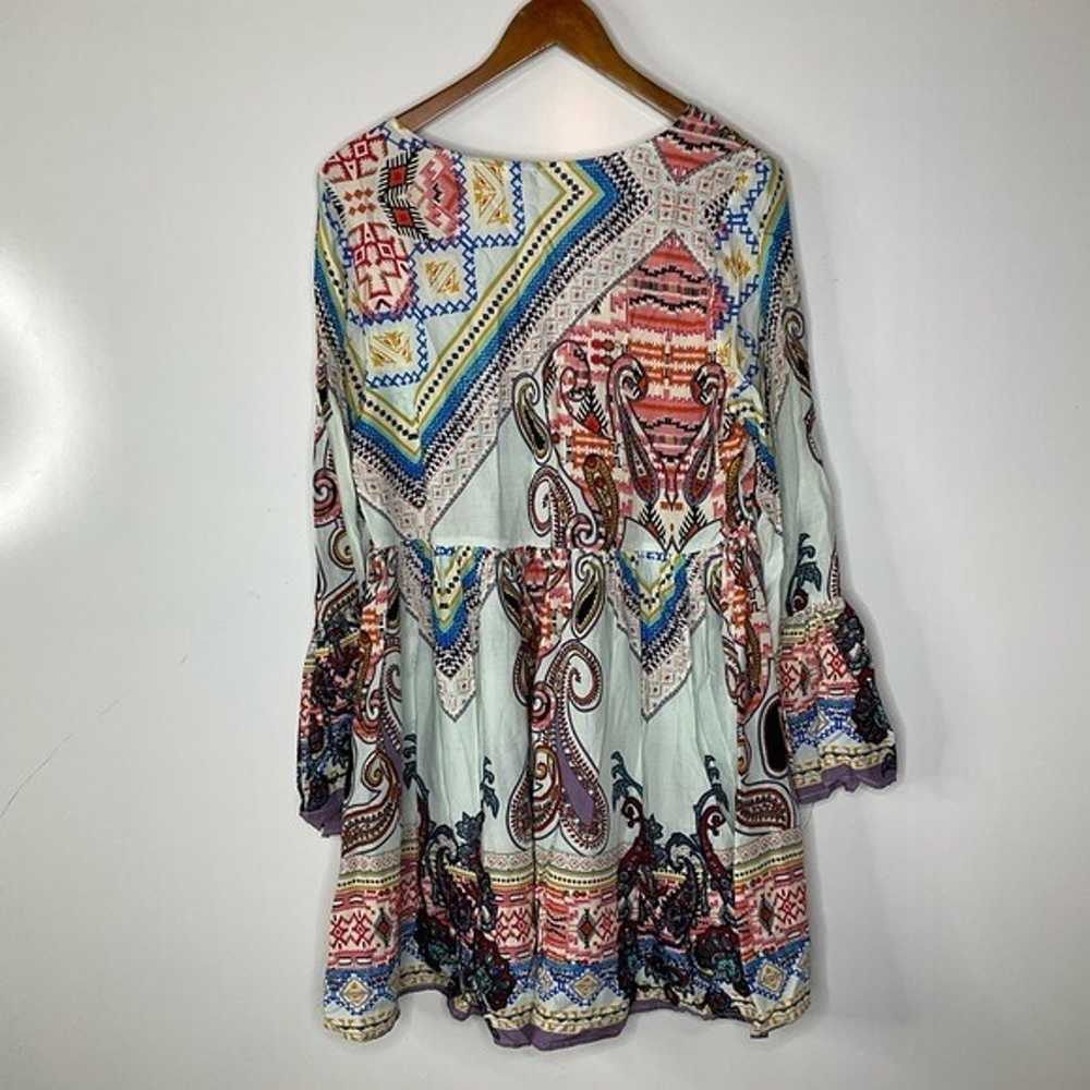 Umgee Boho Long Sleeve Mini Dress Size Large - image 2