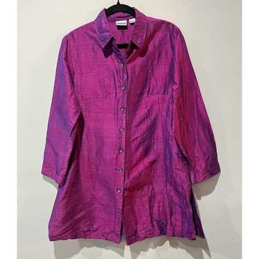 Vintage Chico's Silk Blouse Women’s 1 Medium Irid… - image 1