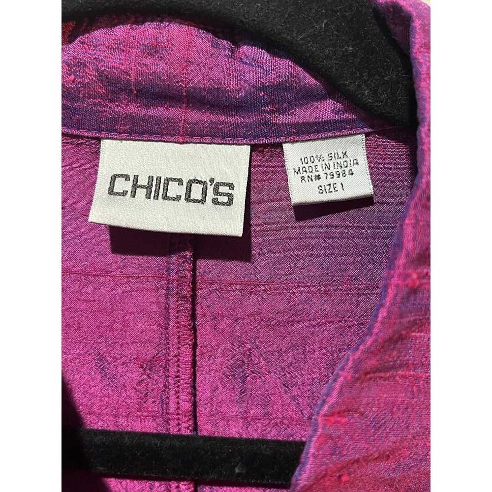 Vintage Chico's Silk Blouse Women’s 1 Medium Irid… - image 3