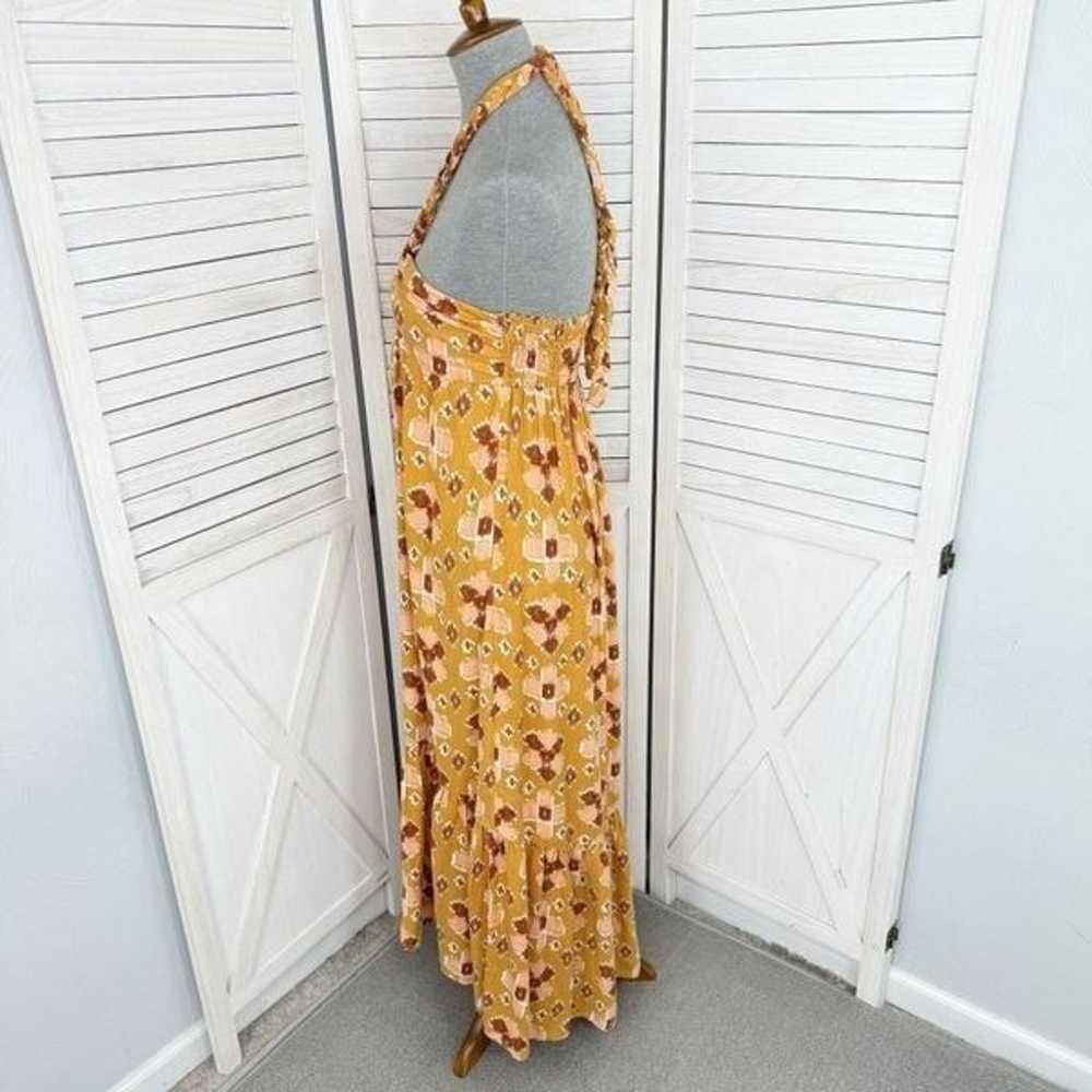 Aerie Ikat Linen Blend Tiered Tie Neck Maxi Sundr… - image 3