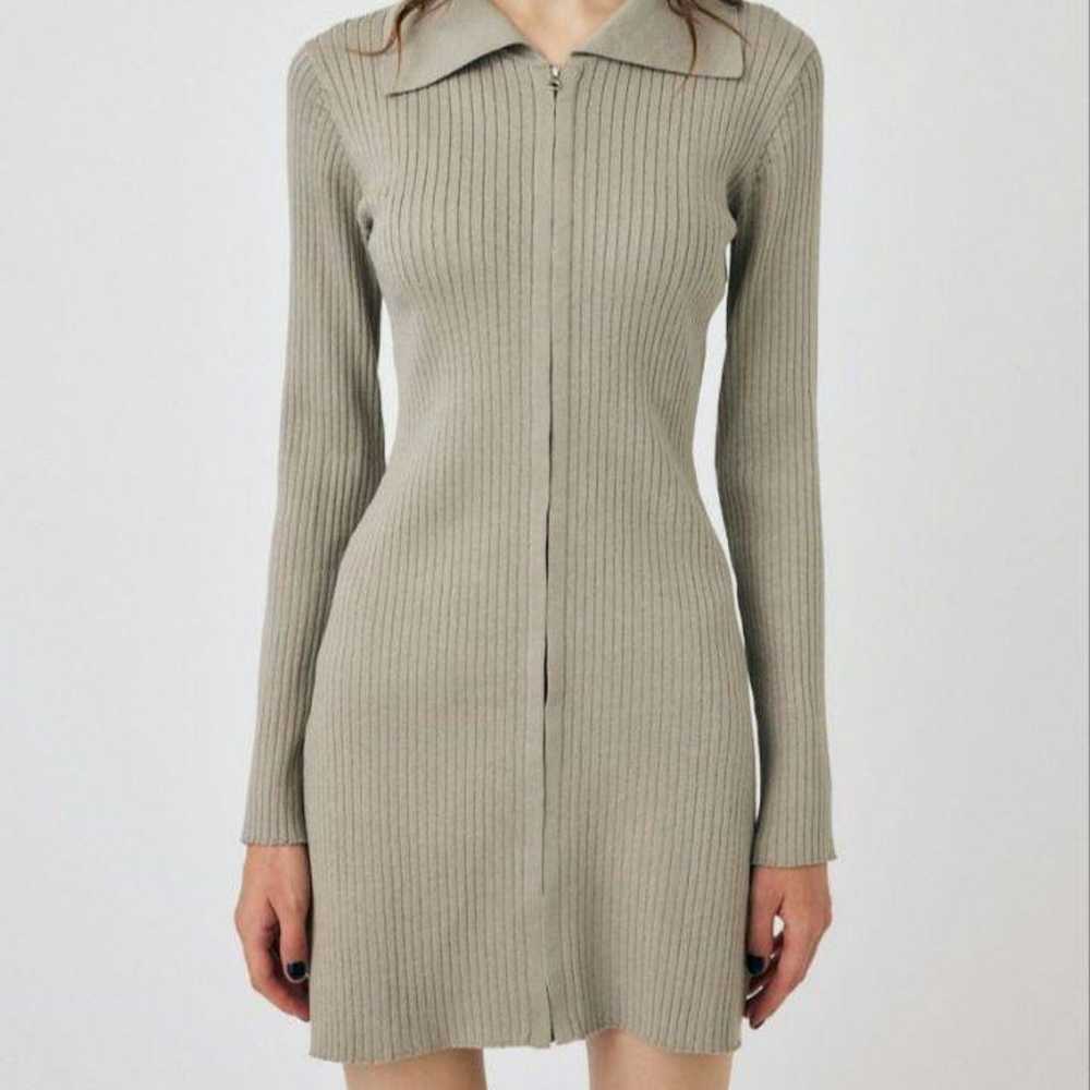 23AW Moussy ZIP UP LS MINI Dress with Collared Kn… - image 1