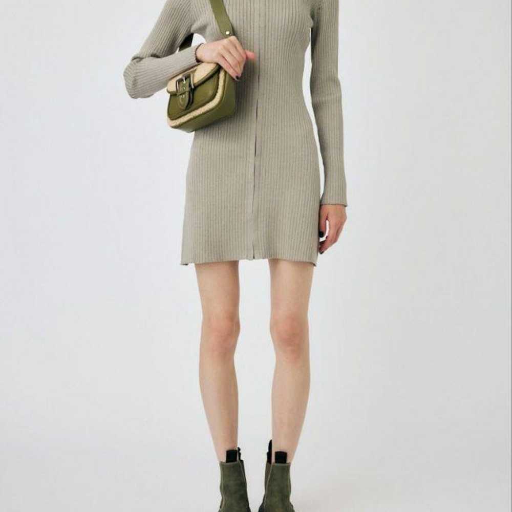 23AW Moussy ZIP UP LS MINI Dress with Collared Kn… - image 2