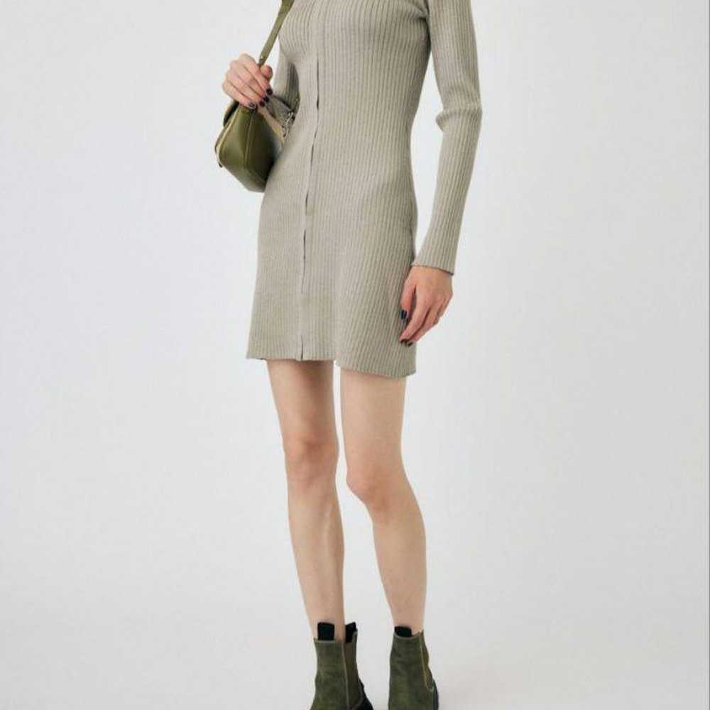 23AW Moussy ZIP UP LS MINI Dress with Collared Kn… - image 4