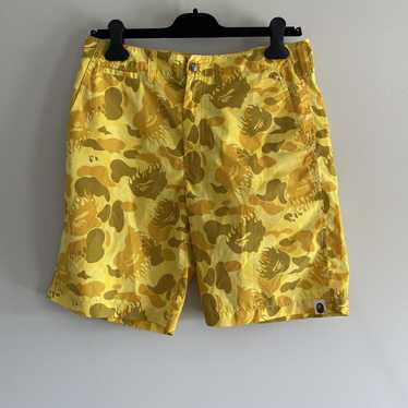 Bape OG Bape Fire Camo Nylon Shorts Yellow Board S