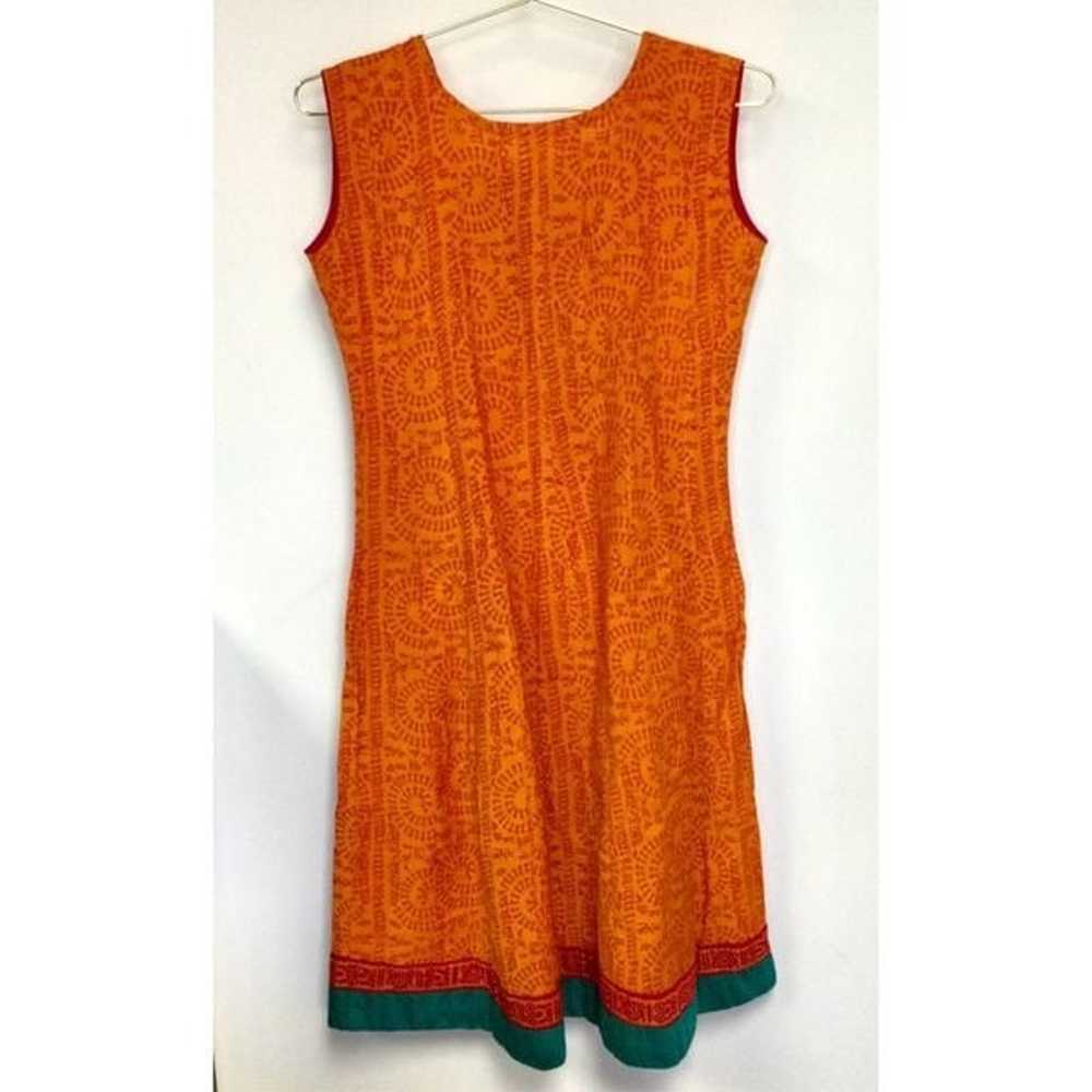 Vintage Indian Womens Orange Kurti Teal Red Accen… - image 2