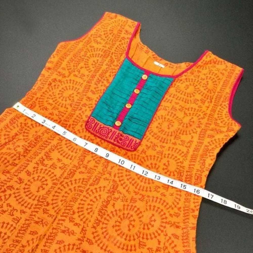 Vintage Indian Womens Orange Kurti Teal Red Accen… - image 4