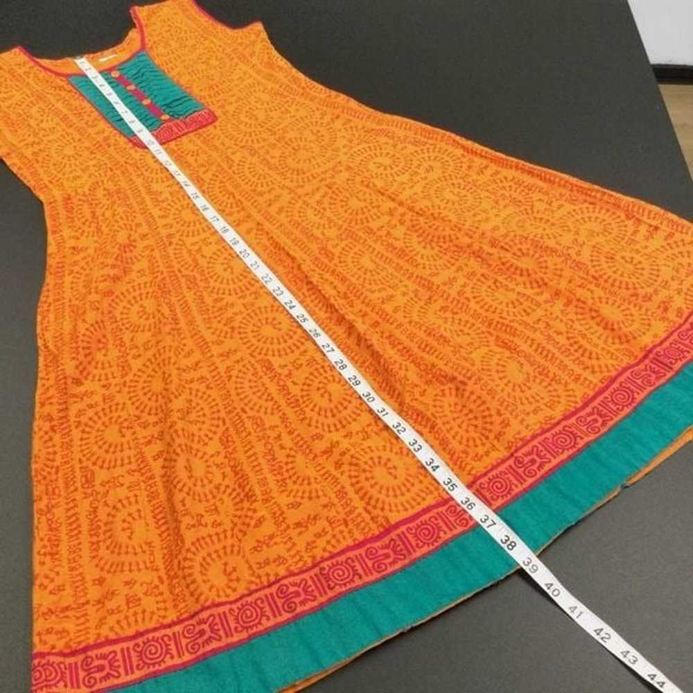 Vintage Indian Womens Orange Kurti Teal Red Accen… - image 5