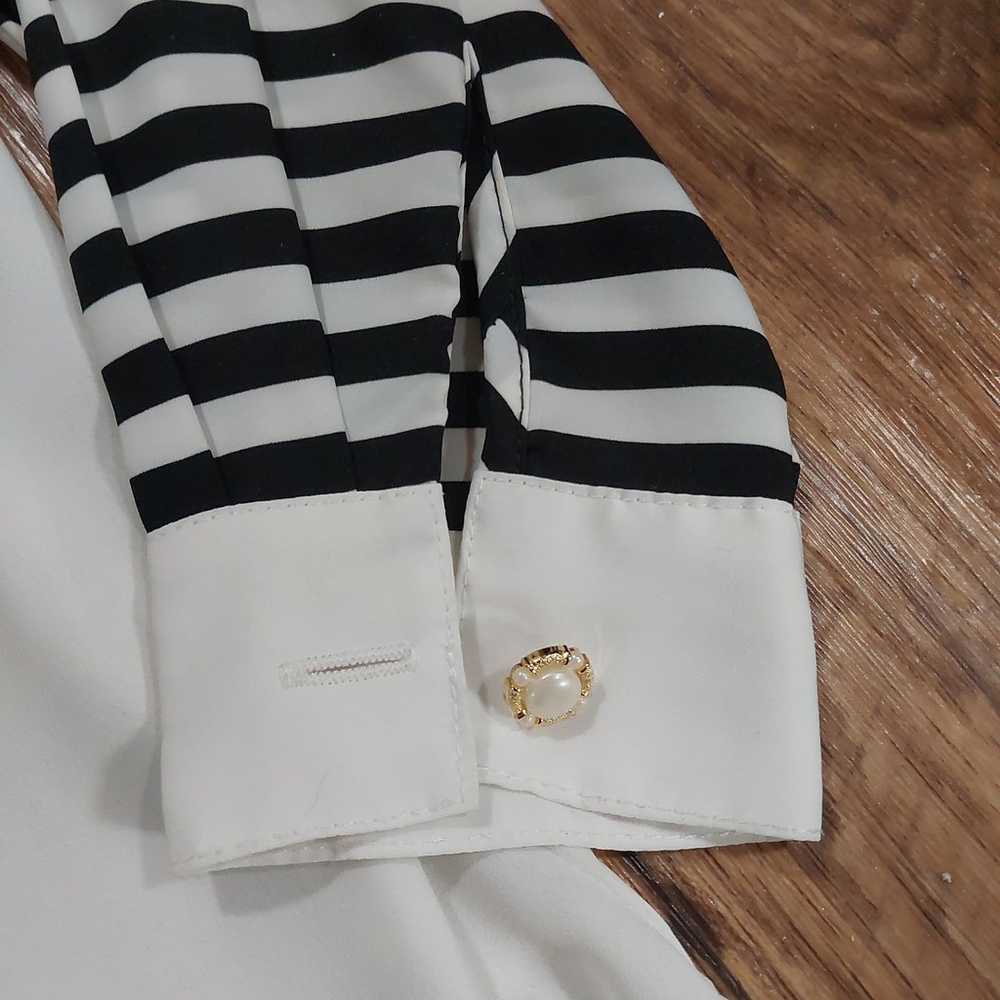 White Vintage Blouse with Embroidered Zebras Medi… - image 3