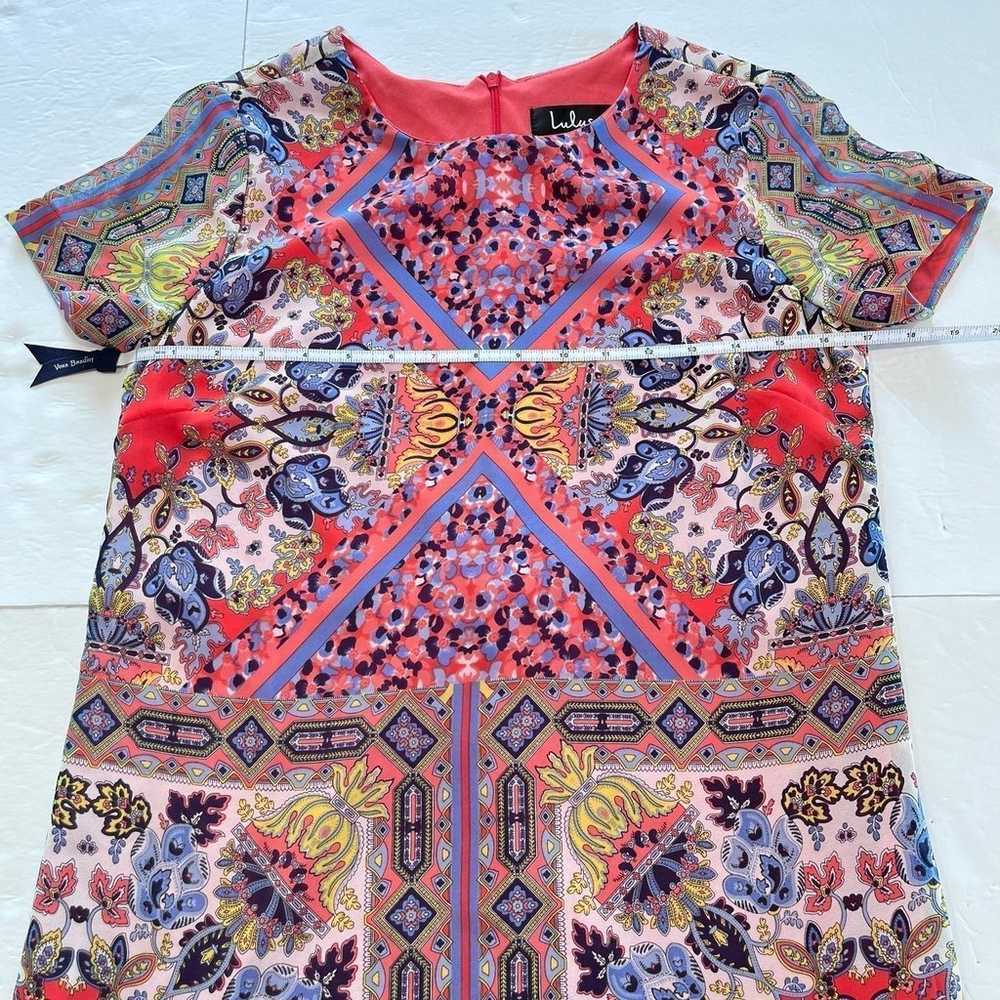 Lulus Sangria Coral Pink Tile Boho Print Shift Dr… - image 9