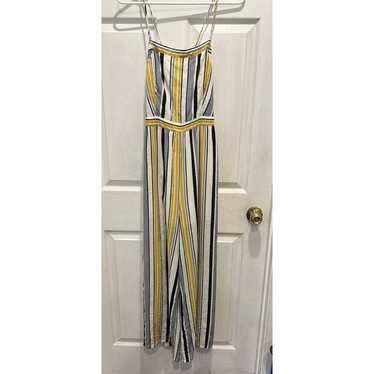 Mystree Yellow Blue Striped Cotton Sleeveless Jump