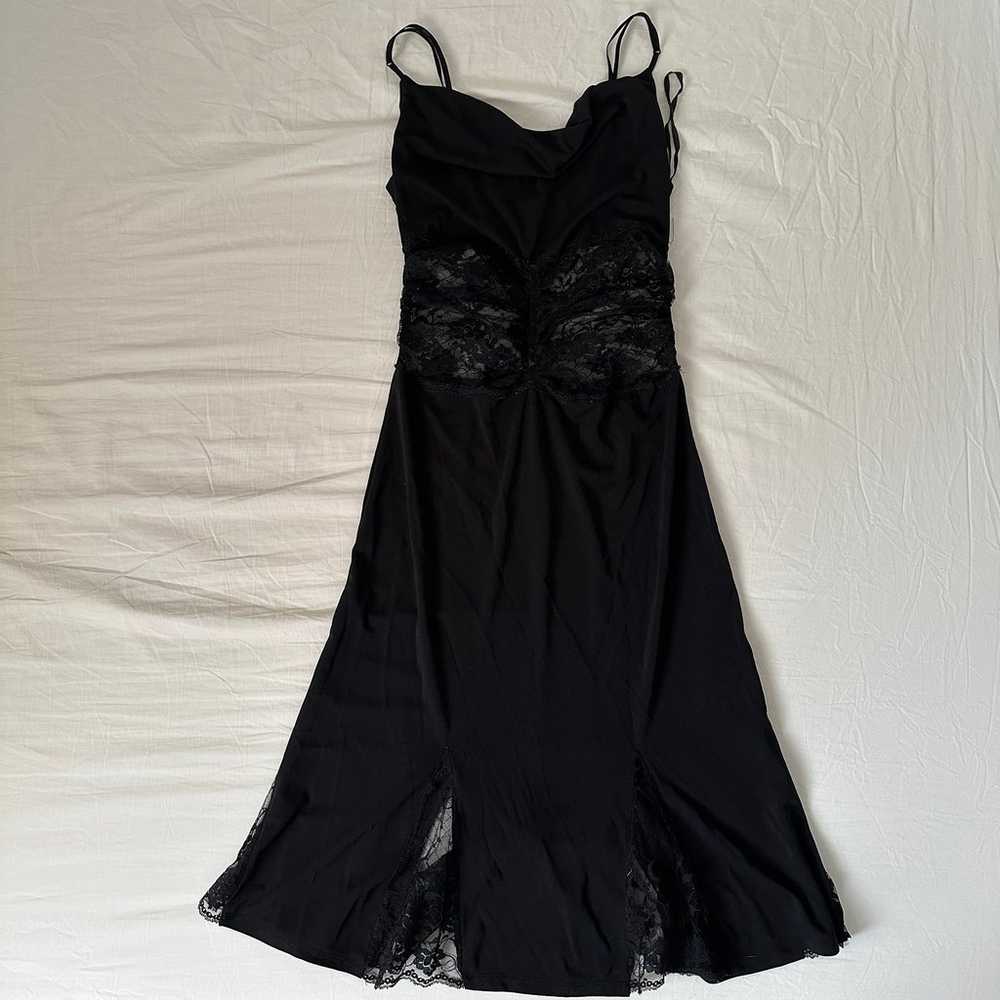 Vintage whimsigoth black lace maxi dress - image 1