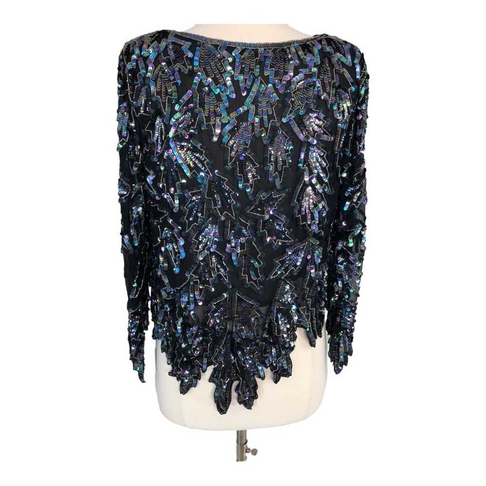 Maharaj Evening Sequin Silk Blouse V Neck Size Me… - image 2